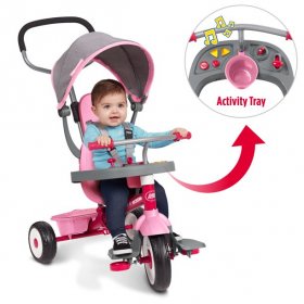 Radio Flyer, 4-in-1 Stroll 'N Trike with Activity Tray, Pink & Gray