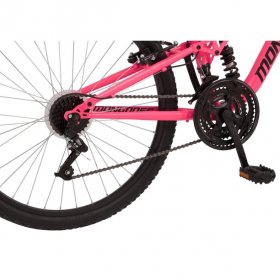 Mongoose Major Mountain Bike, 26-inch wheels, 21 speeds, pink, womens style frame
