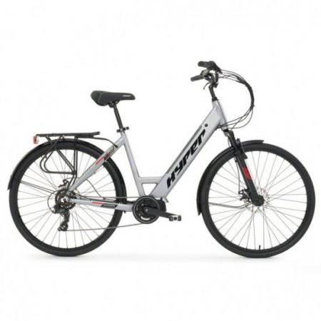 Hyper Bicycles Electric Bicycle, 700c Men's Matte Gray Mid-Drive, 36 Volt Battery, 20+ Mile Range