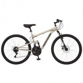 Mongoose Major Mountain Bike, 26-inch wheels, 18 speeds, sand, mens style frame