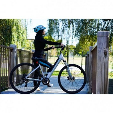 Kent Bicycles Gray 700C 350W Pedal Assist Step-Through Comfort City with Removable 36V 10.4 Ah Lithium-Ion Battery, Electric Bicycle